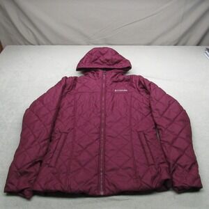 Columbia Jacket Womens Small Red Copper Crest Hooded Fleece Lined Insulated Puff